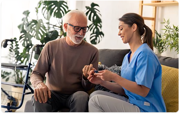 Caregiver caring for patient